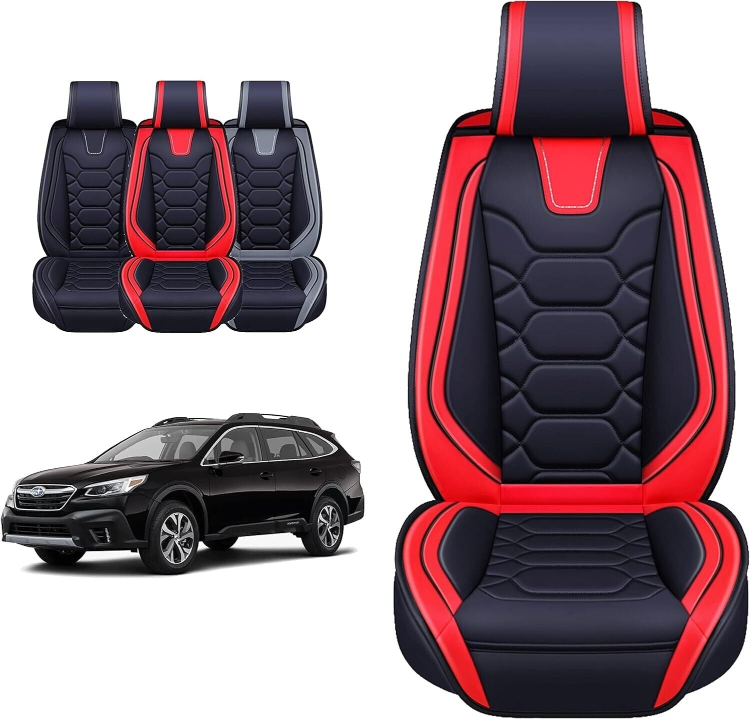 2/5 Seats Car Seat Covers Custom Fit Leather Subaru Forester Outback Legacy Red