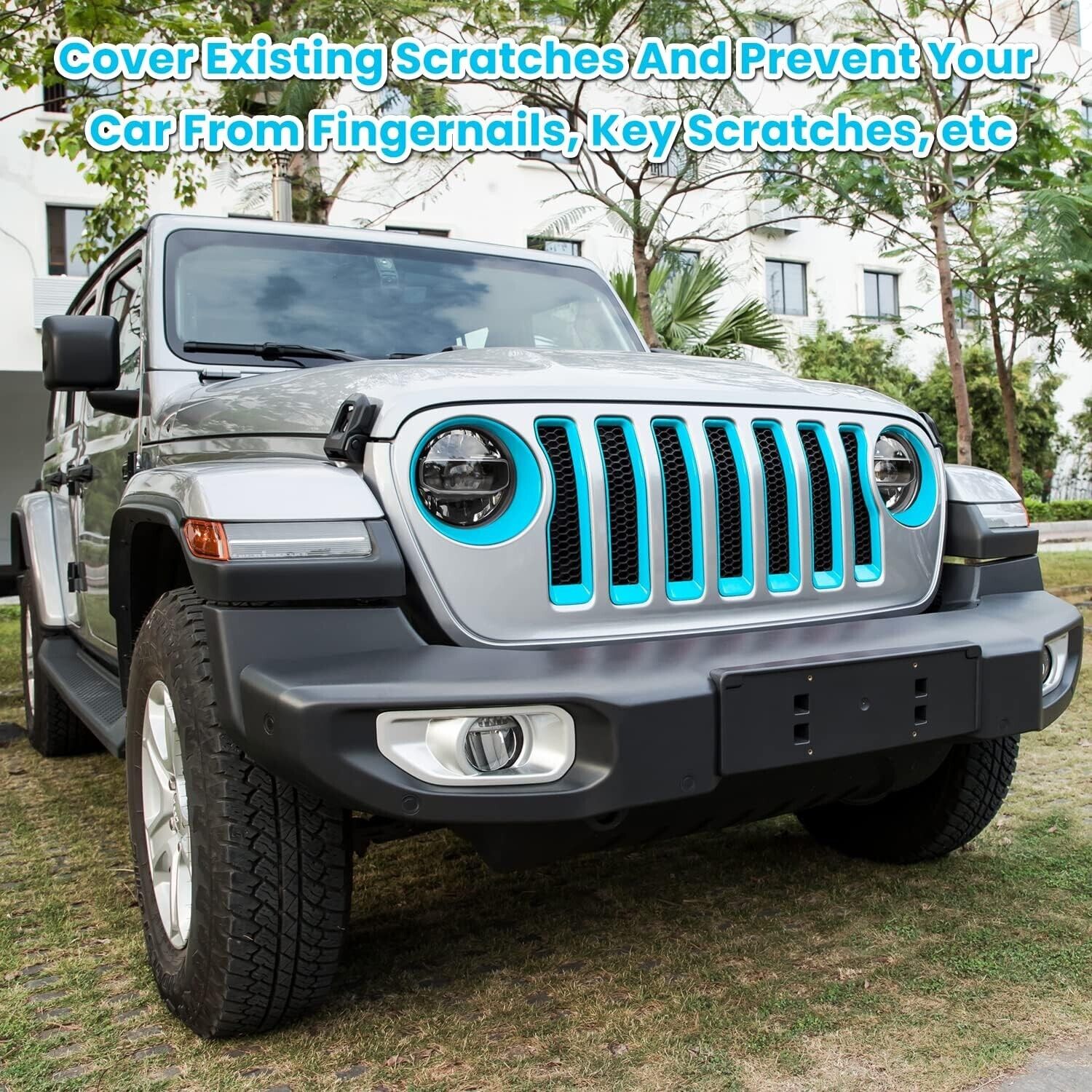 Jeep Wrangler JK Grill Inserts Matte Blue Front Mesh Grille w/ Headlight Bezel