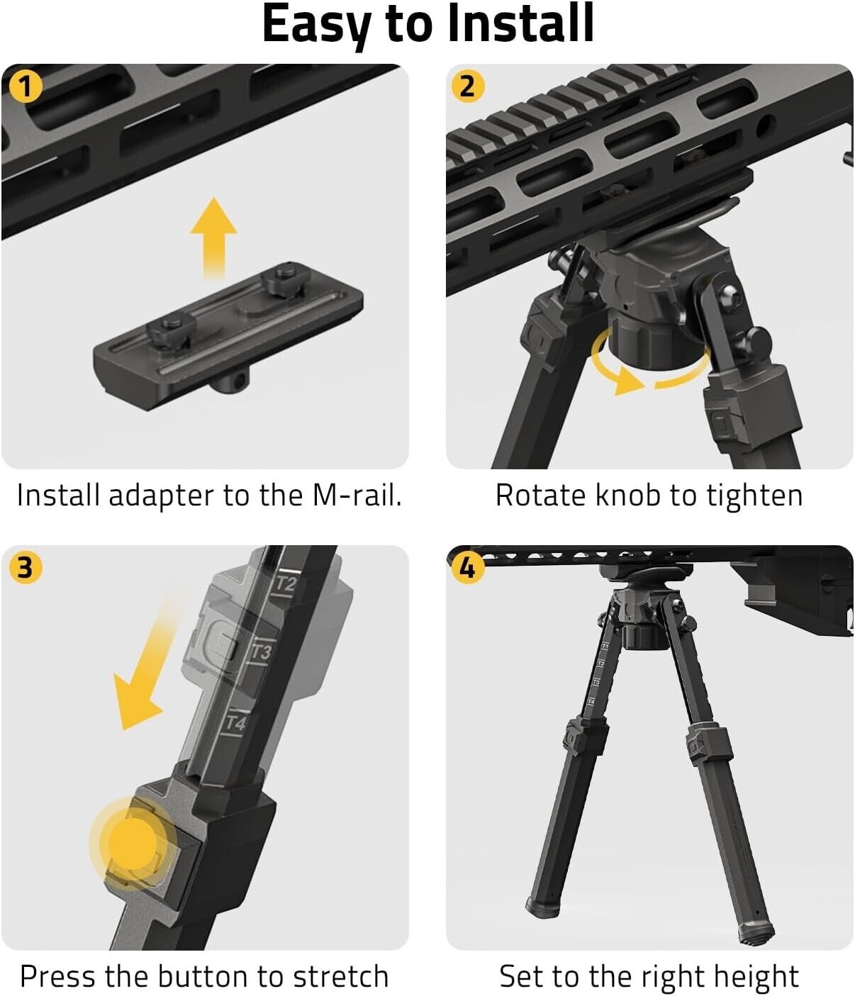 7.7-10 In. Tactical Rifle Bipod w/Sling Picatinny and M-Lock Mounting