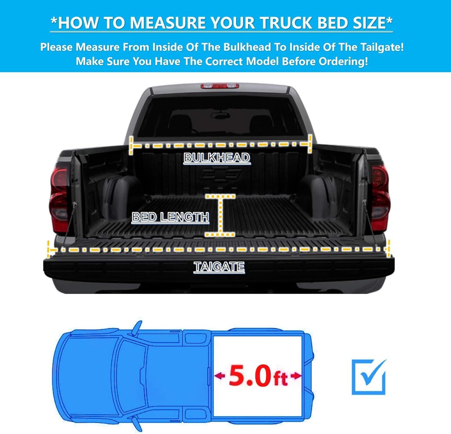 5FT Roll Up Soft Truck Bed Tonneau Cover For 2019-2023 Ford Ranger