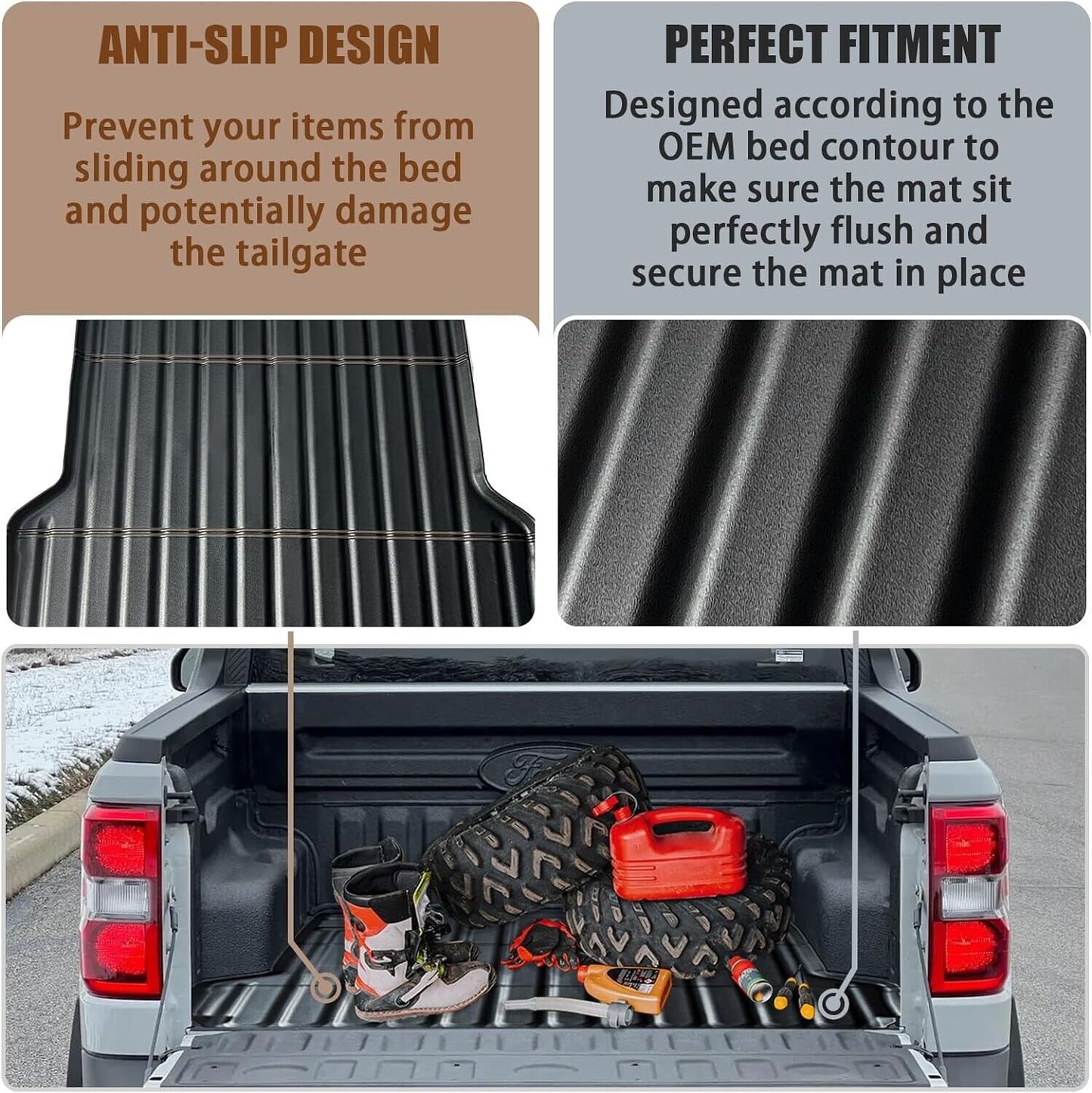 For Ford MAVERICK 2022-2024 BLACK BED MAT Custom Fit BED Mat