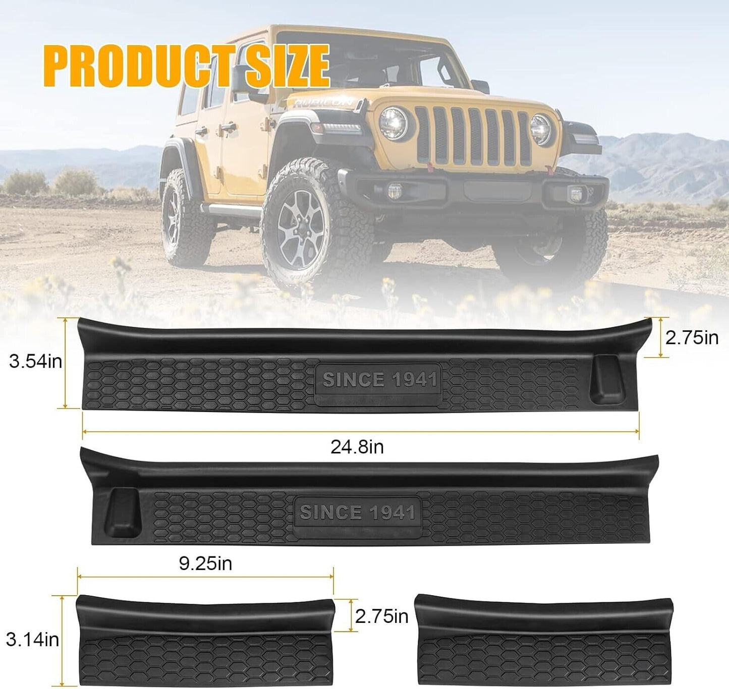 Door Sill Guards Compatible with Jeep 2018-2023 Wrangler JL JLU & 2020-2023 Glad