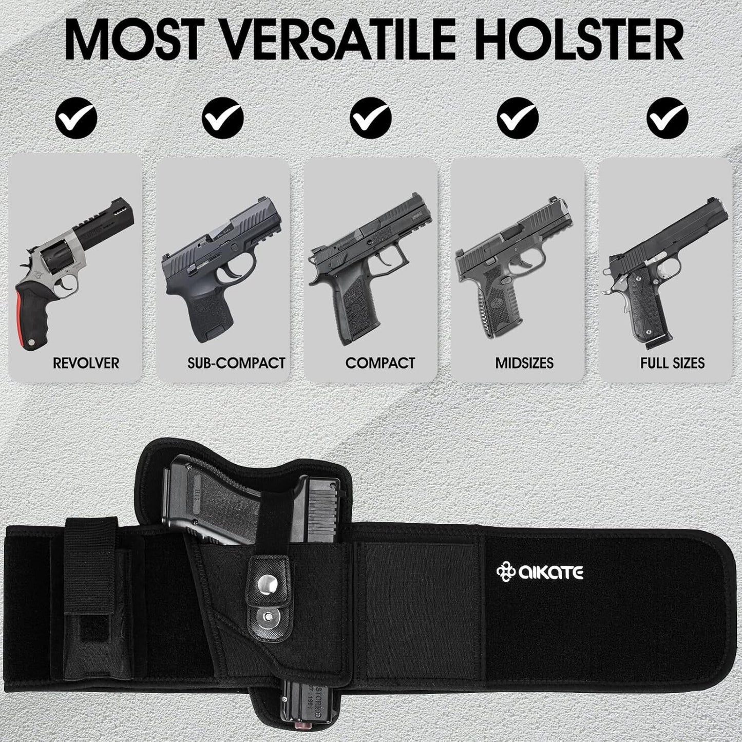 Upgraded Concealed Carry Belly Band Holster Unisex, Sig P365 Glock Ruger S&W