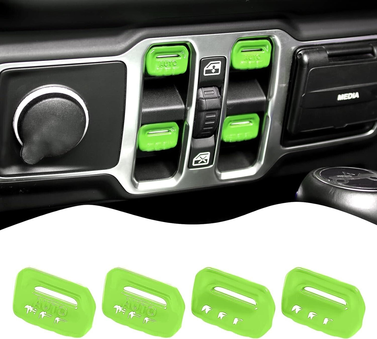 Window Switch Button Cover Trim for Jeep JL 18-24 JLU Gladiator JT Green