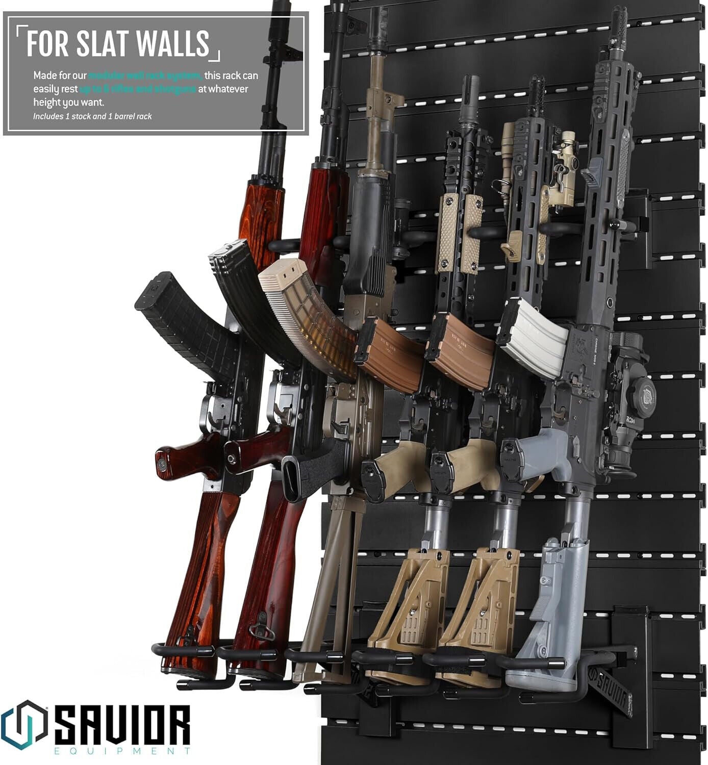 Savior Wall Rack System 6 Rifle Carbine Shotgun Vertical Display Mount Hooks