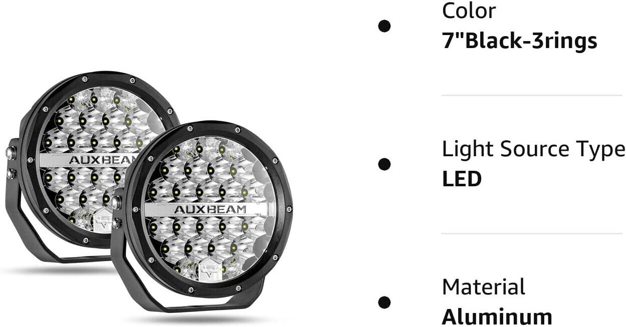 AUXBEAM 2PCS 360-PRO 7"INCH 240W Spot Driving Light w/ DRL 24000LM Off road