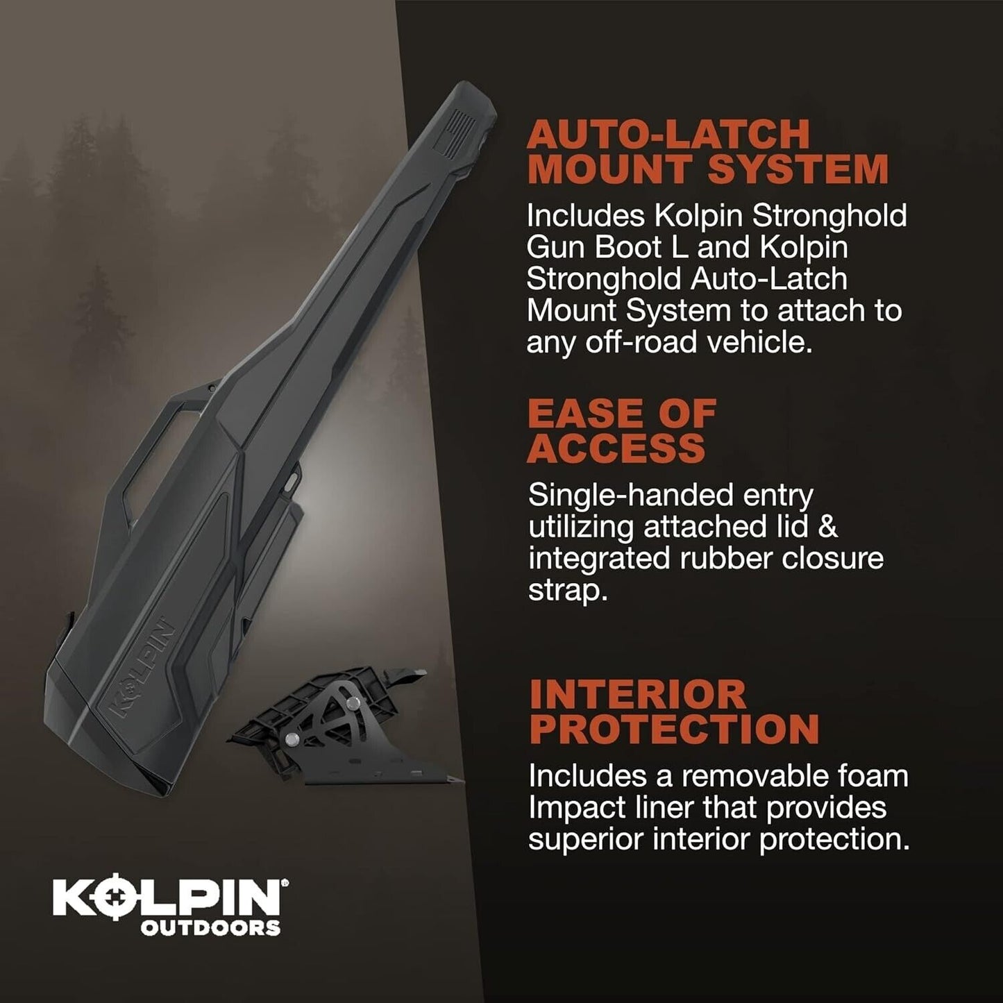 Kolpin Stronghold Universal ATV UTV  Gun Rifle Holder Case w/autolatch mount