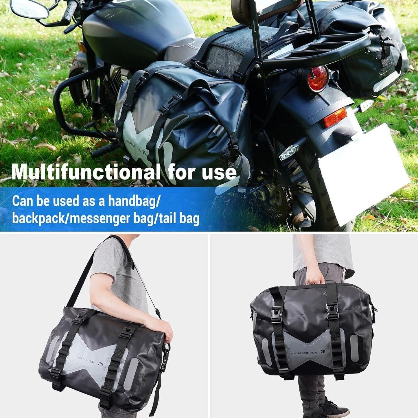 Motorcycle Saddle 2 Side Bag  Luggage Saddle Bags Waterproof PVC Saddle Bags 50L