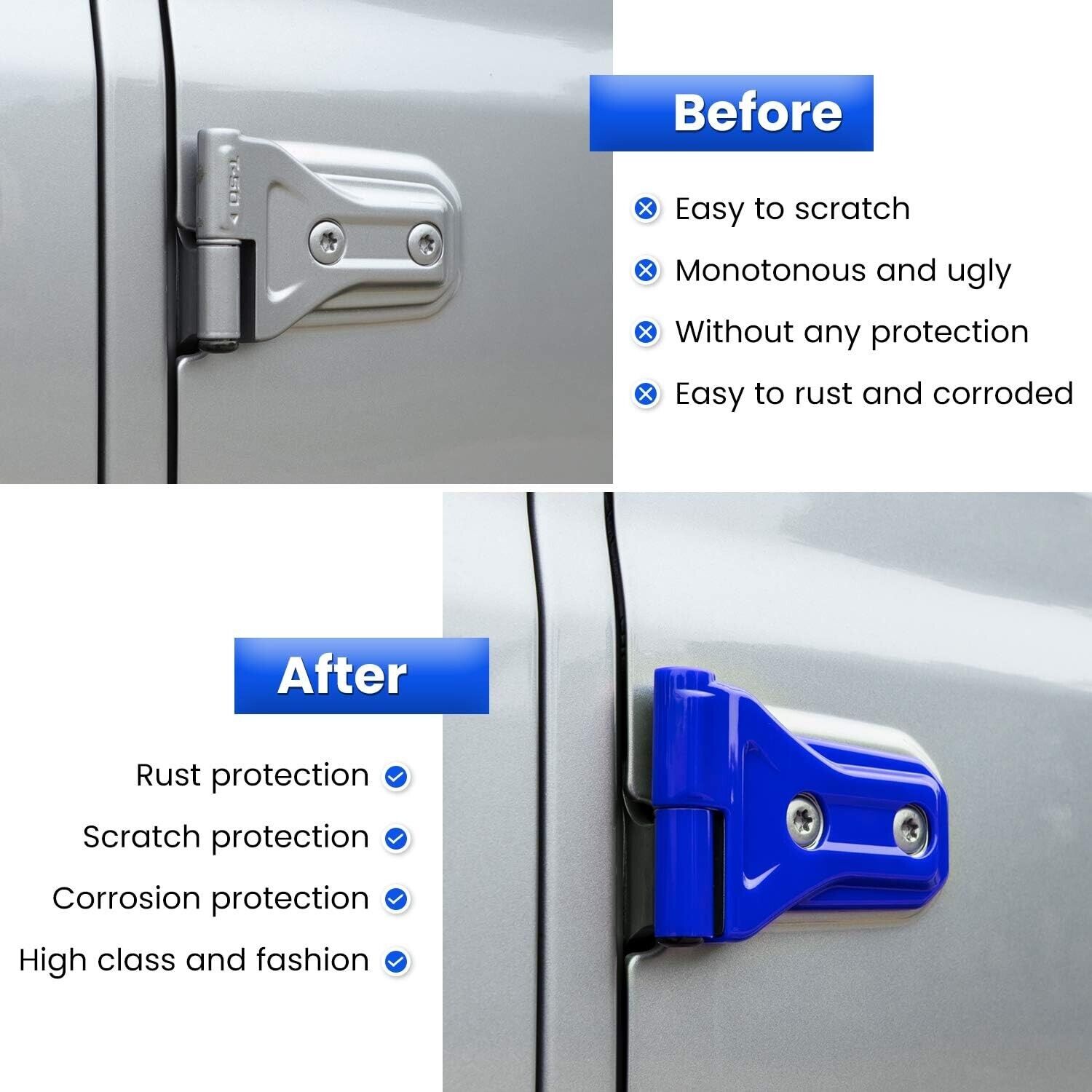 8pcs Door Hinge Cover Protector Trim Fit For Jeep Wrangler JT/JLU  JL 18-23