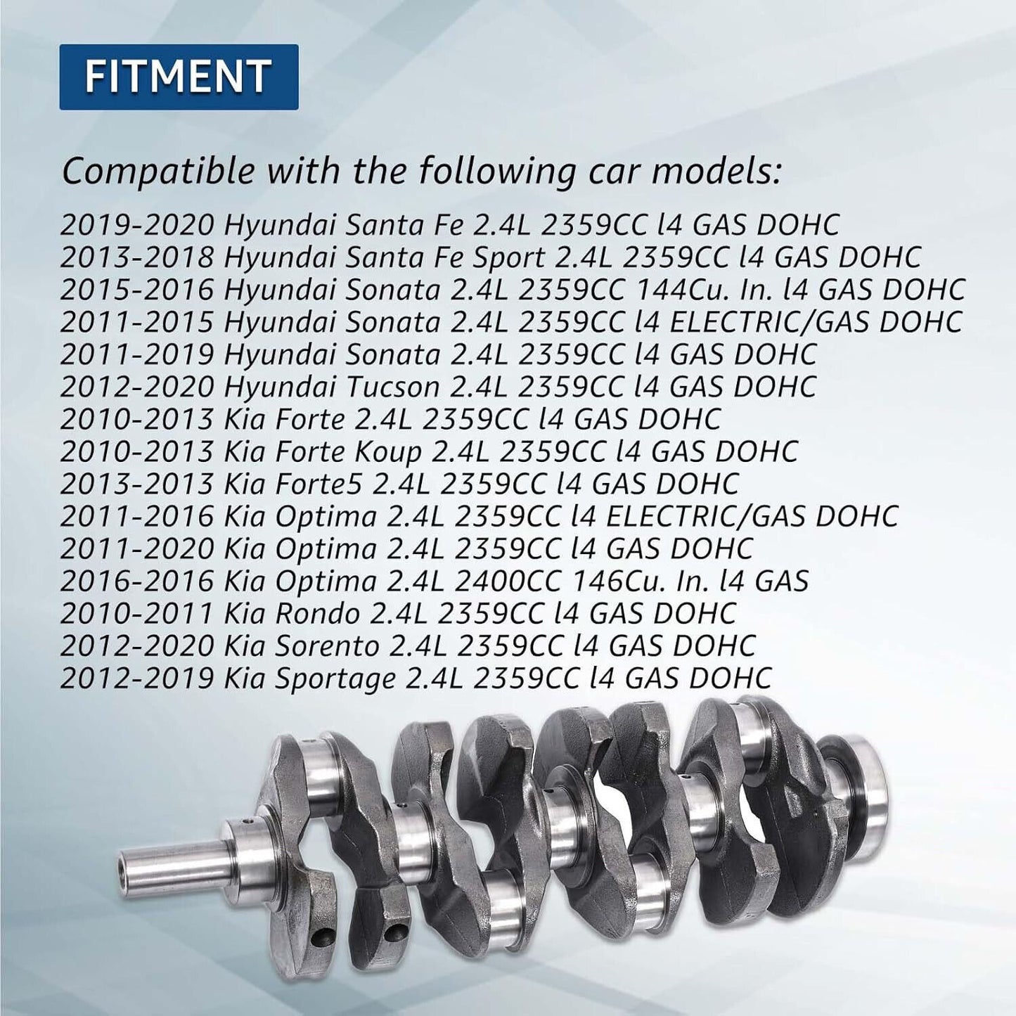 Crankshaft G6DH & Connecting Rod For Hyundai Sonata Kia Forte Optima 2.4L