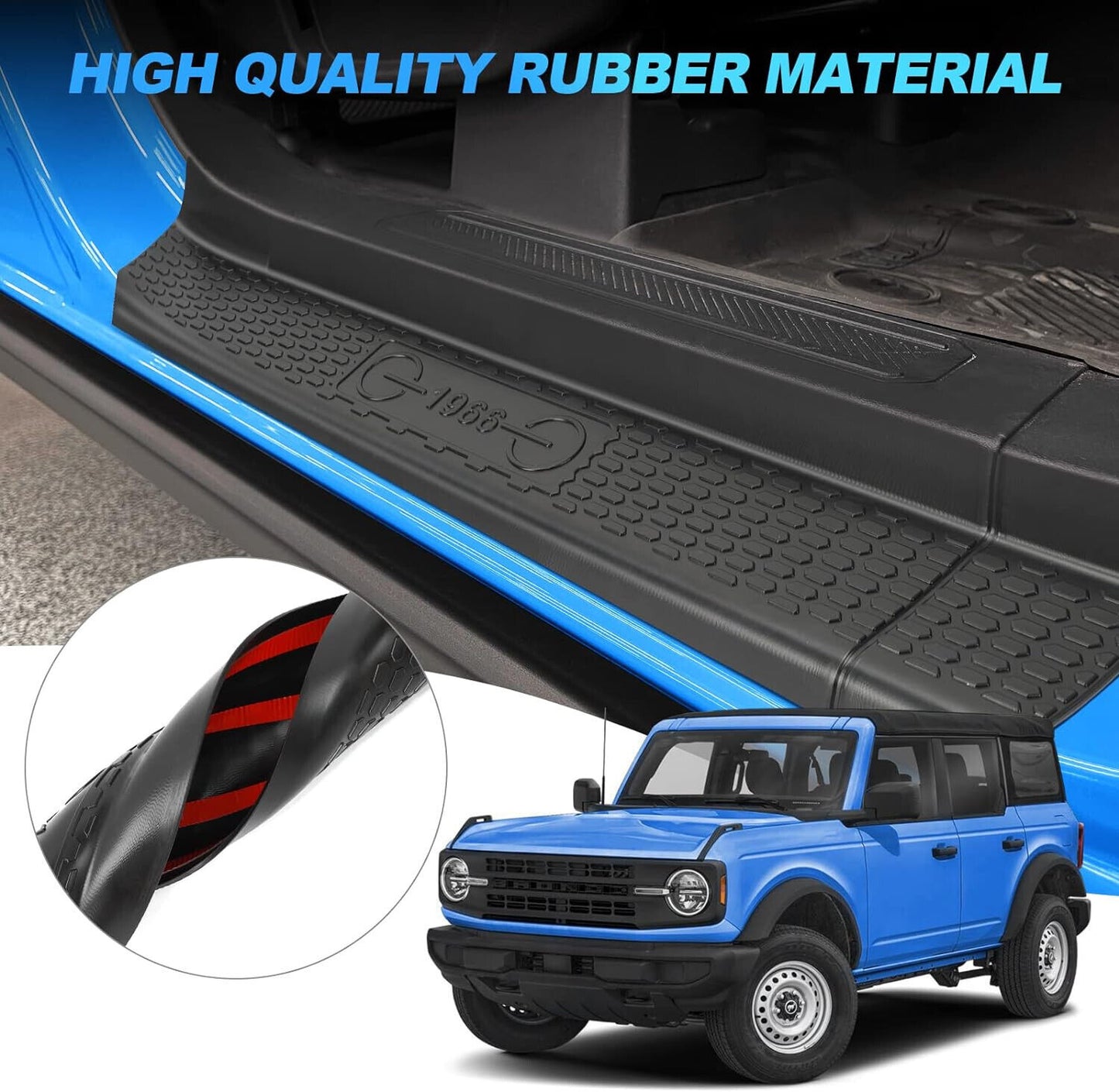 Door Sill Guards Kit Entry Guards Sill Protector for Ford Bronco 2021-2023 22 4x