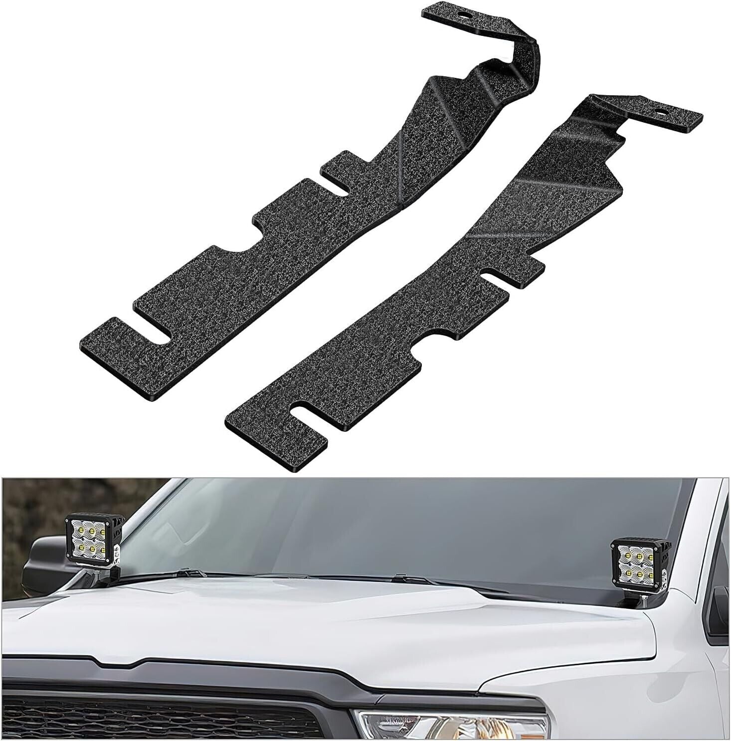 Ditch Light Hood Mounting Brackets Kit for Aux Offroad LED POD Lights 09-18 Ram