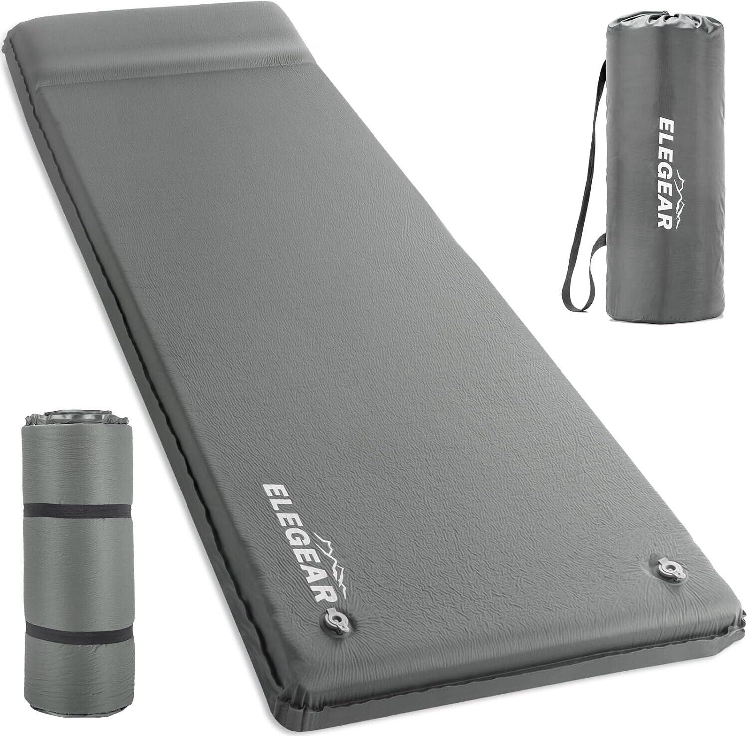 Elegear Self Inflating Sleeping Pad, 3.1" Ultra-Thick Single Size, Grey 