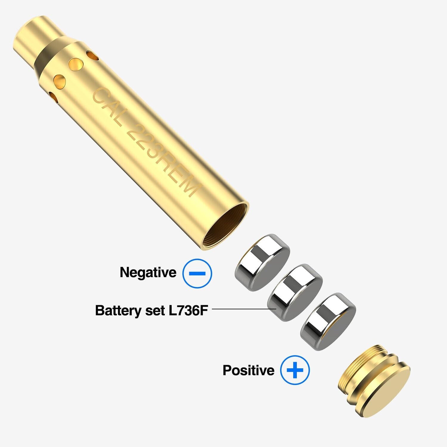 223 5.56mm Red Laser Bore Sight Brass Cartridge Bullet Shap Boresighter 6Battery