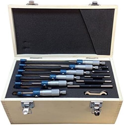 6PCS Outside 6" Micrometer Set, 0-1"/1-2"/2-3"/3-4"/4-5"/5-6", 0.0001" Precision