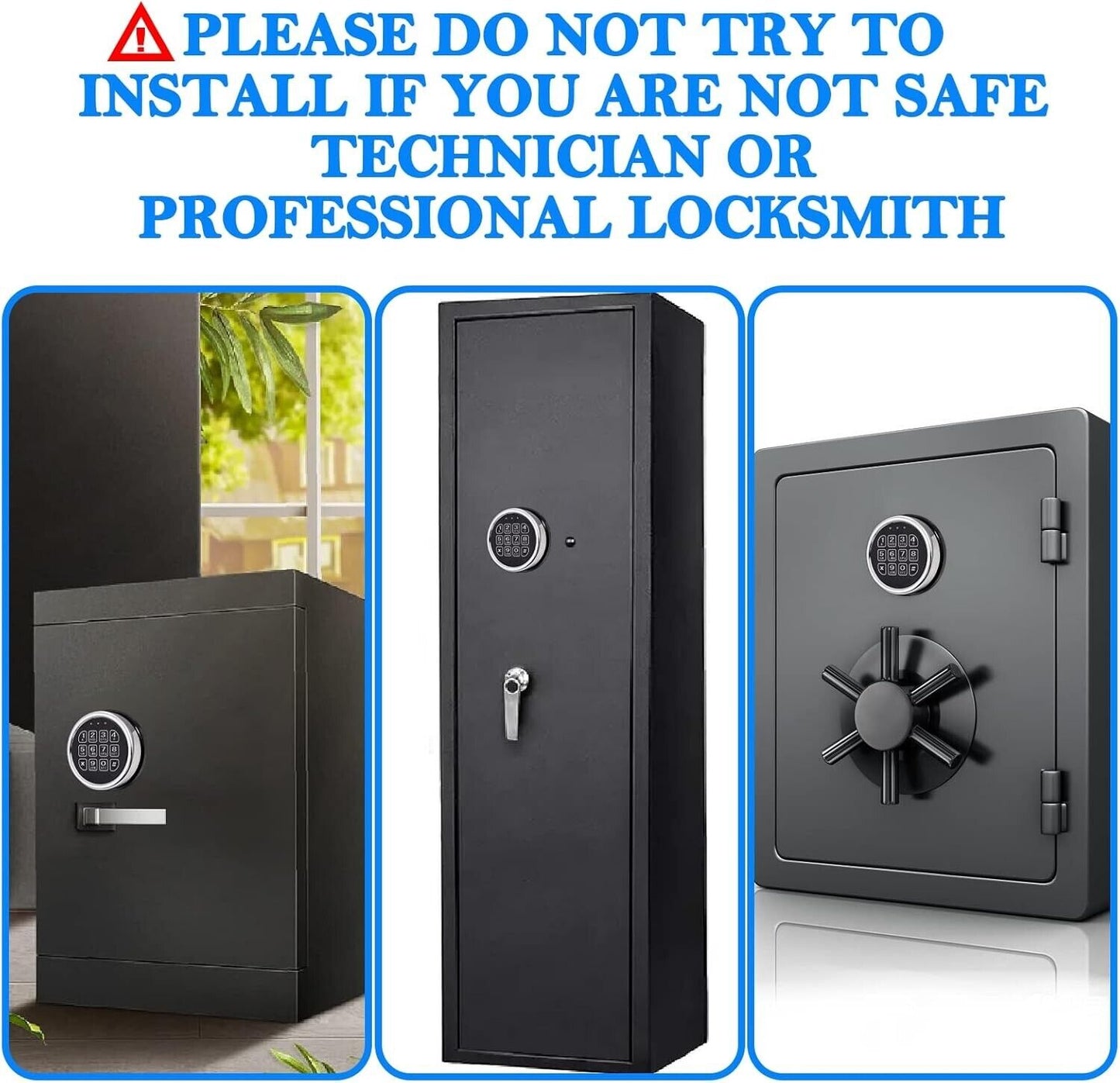 New Gun Safe Lock Replacement Chrome Keypad With Solenoid Lock & 2 Override Keys