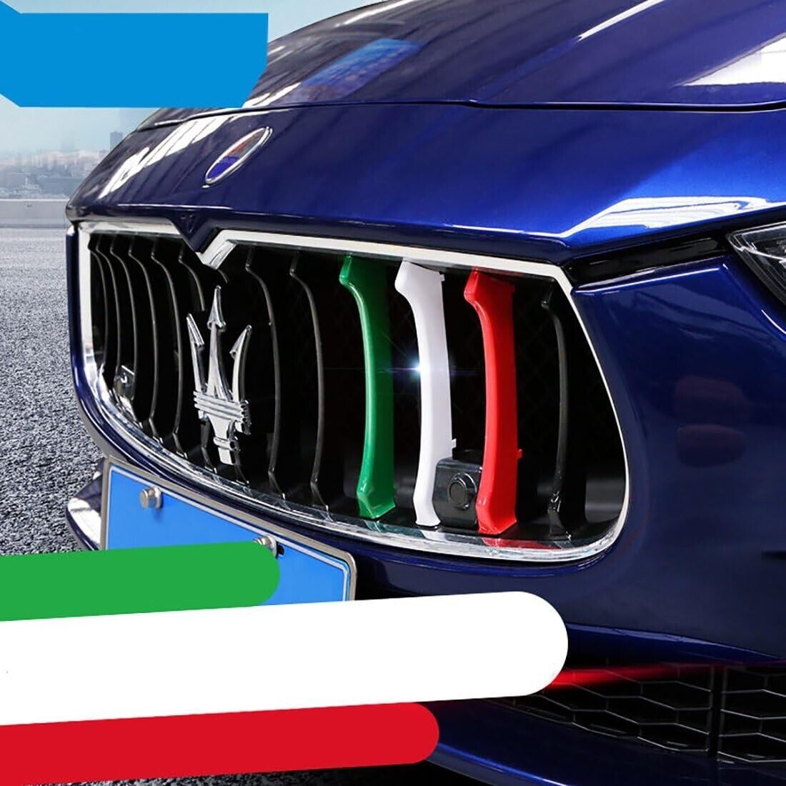 For Maserati Ghibli 14-22 Grille Trim 3pcs White Green Red