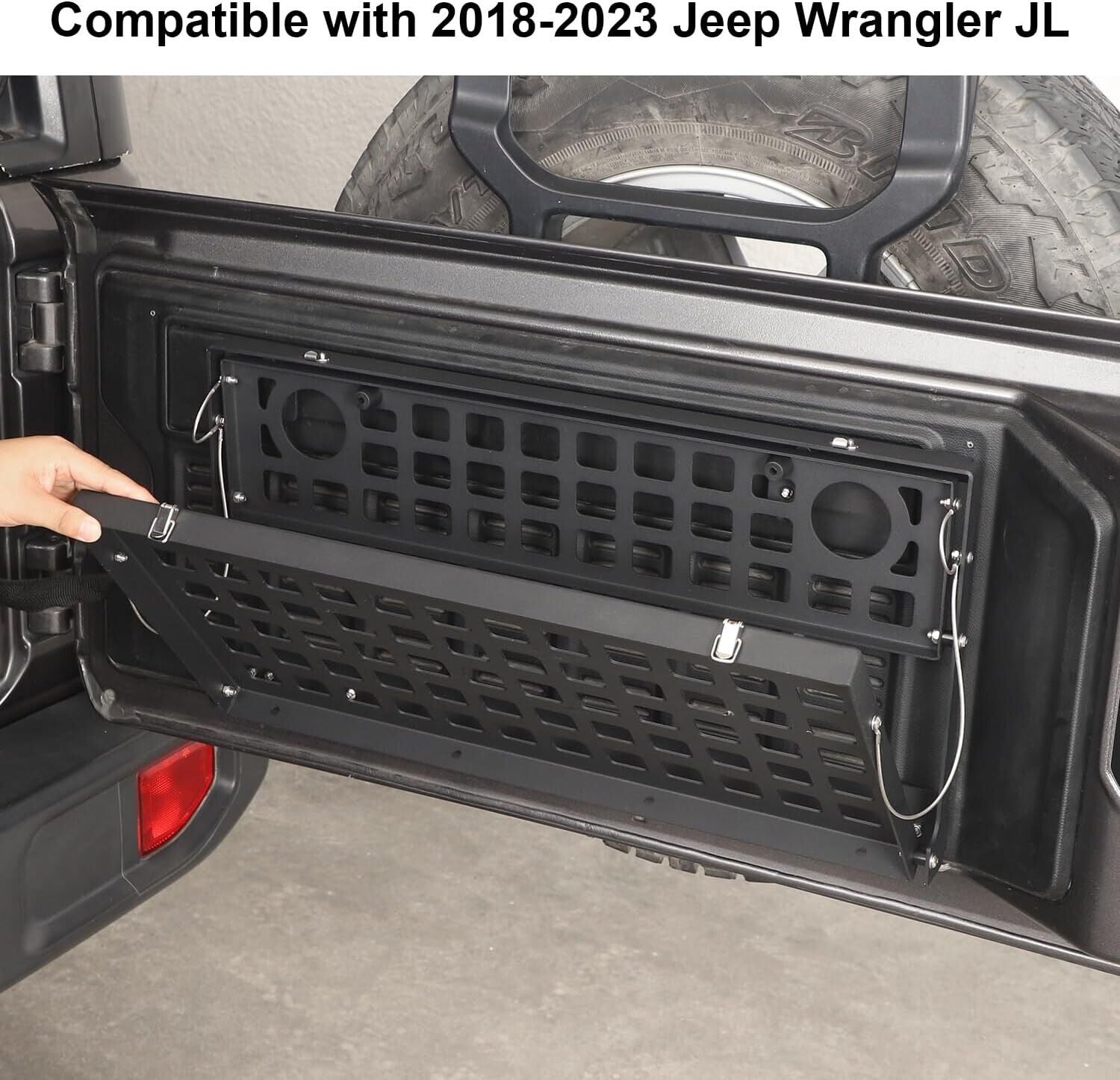 ForJeep Wrangler JL/JLU/JK Tailgate Table Foldable Cargo Shelf, Aluminum Storage