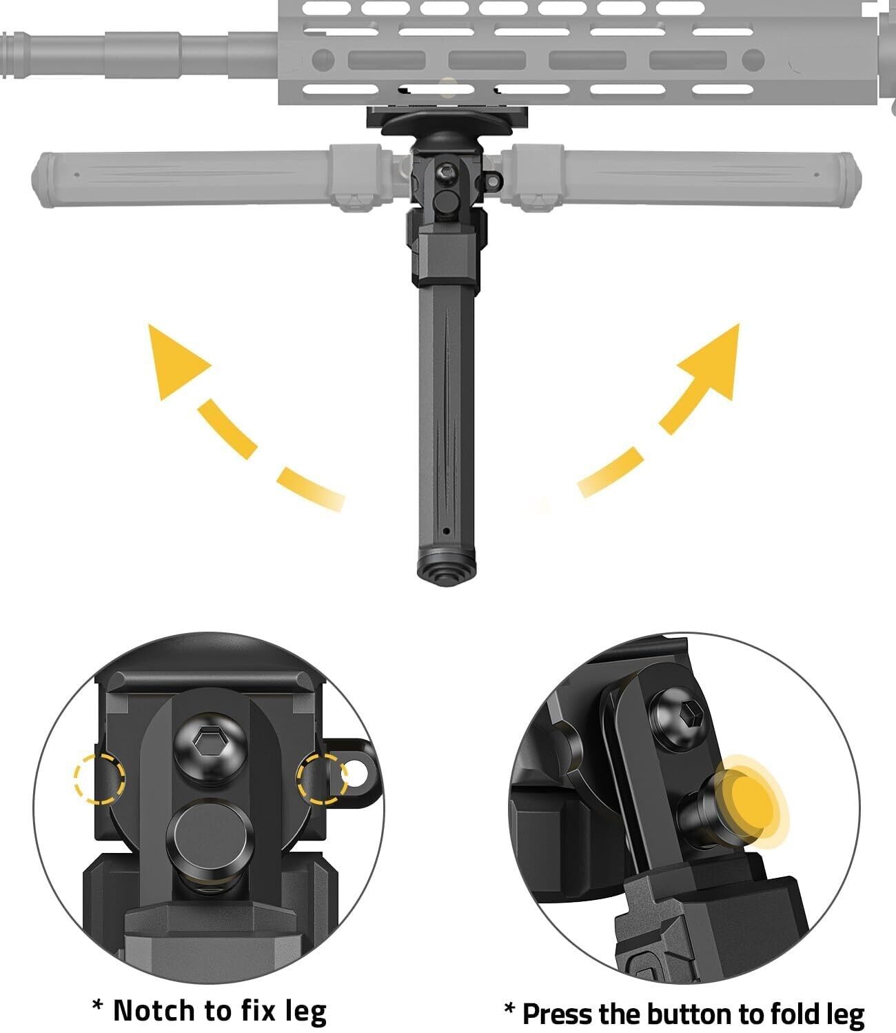 7.7-10 In. Tactical Rifle Bipod w/Sling Picatinny and M-Lock Mounting