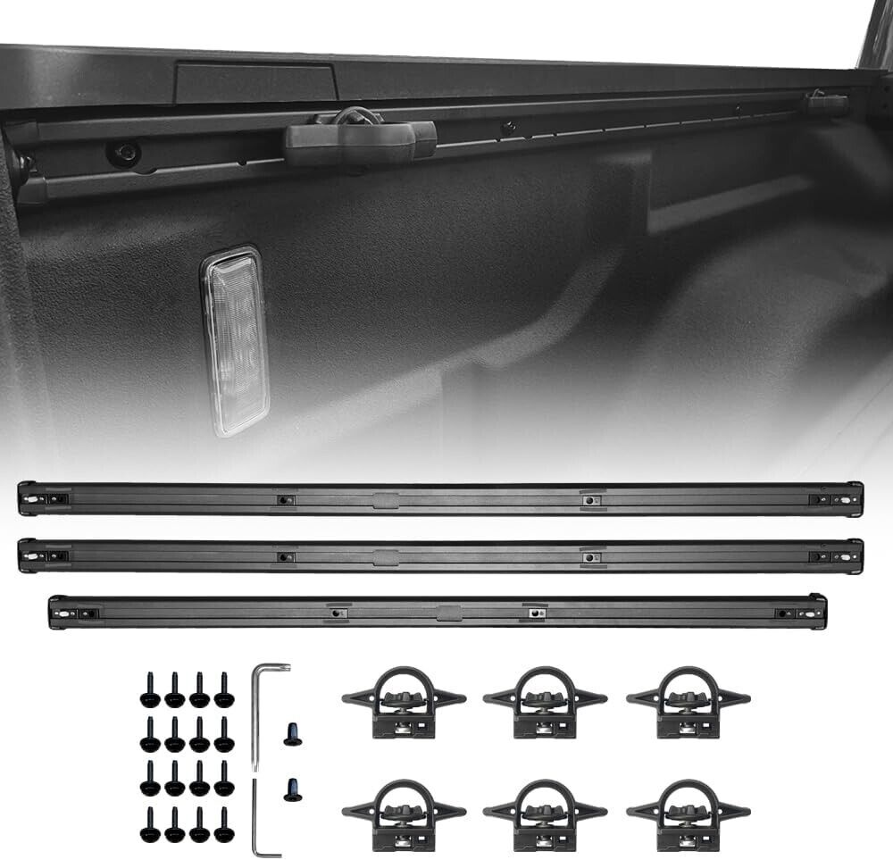 Trail Rail System Fit for 2020-2024 Jeep Gladiator Truck Bed Rails Tie Down Rail