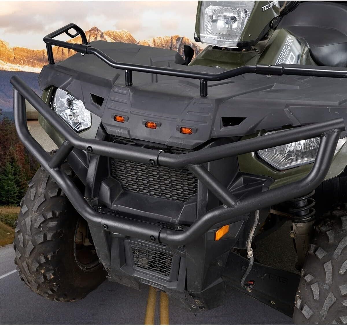 Front & Rear Brush Guard Bumper 2Pcs Compatible with 2014-2023 Polaris Sportsman