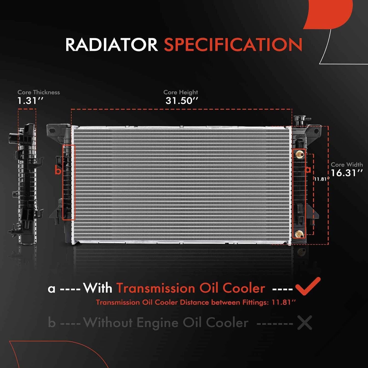 A-Premium Engine Coolant Radiator w/ Transmission Oil Cooler Ford SVT Raptor