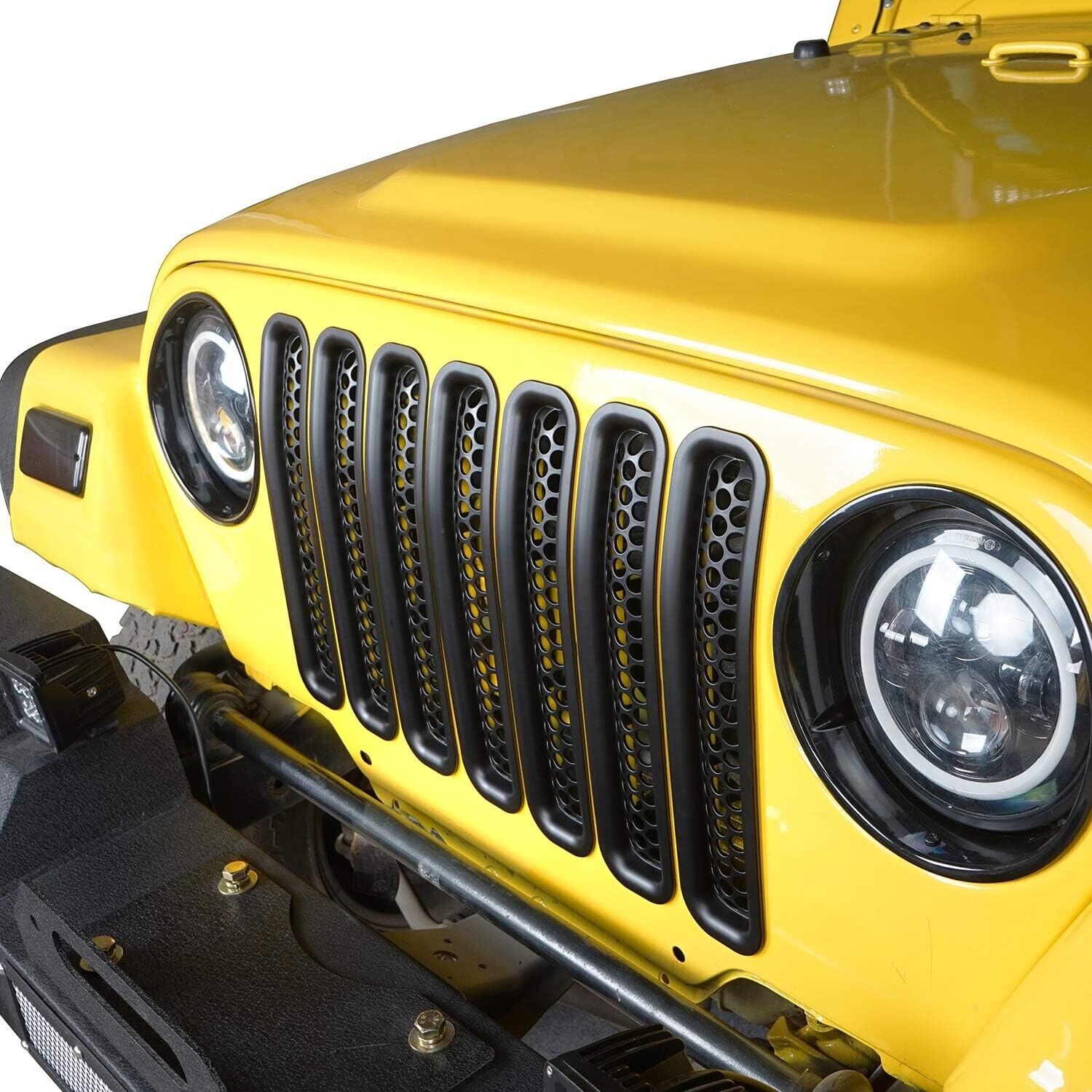 Honeycomb Mesh Front Grill Inserts for 1997-2006 Jeep Wrangler TJ Unlimited 7PCS