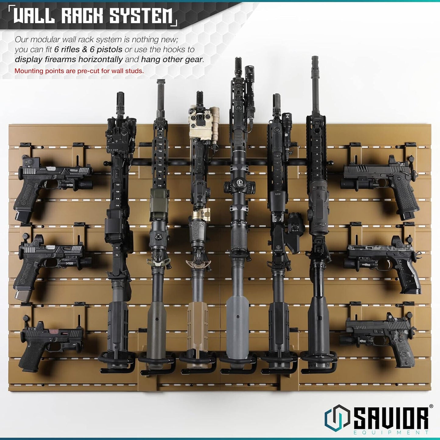 Savior Equip Wall Rack System Heavy-Duty Steel Tactical Rifle Carbine Shotgun