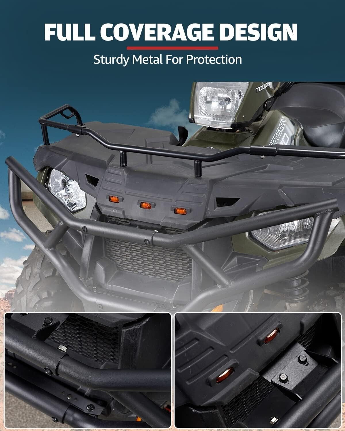 Front & Rear Brush Guard Bumper 2Pcs Compatible with 2014-2023 Polaris Sportsman