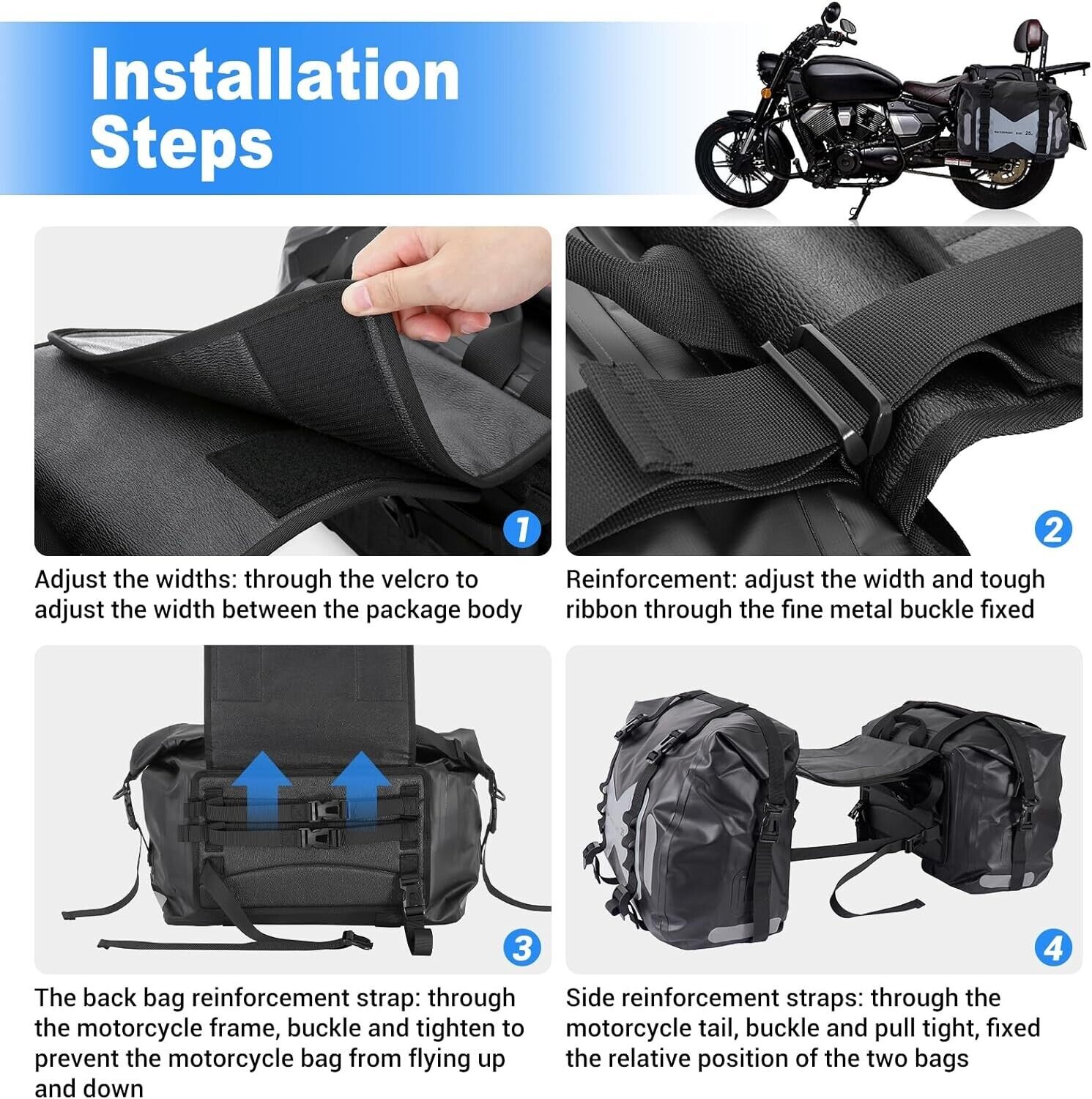 Motorcycle Saddle 2 Side Bag  Luggage Saddle Bags Waterproof PVC Saddle Bags 50L