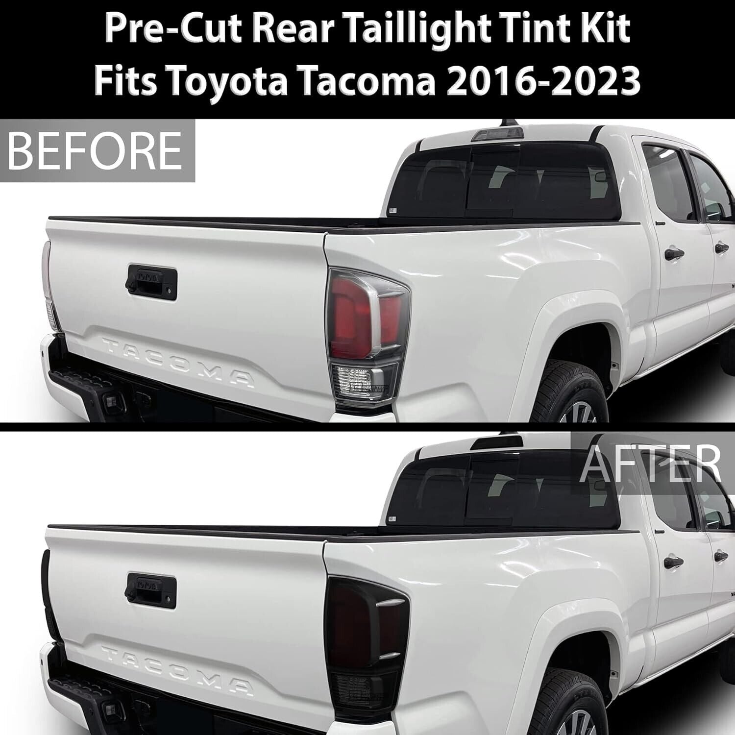 Full Headlight & Taillight Precut Overlay Tint Kit for Toyota Tacoma 16-23 Dark