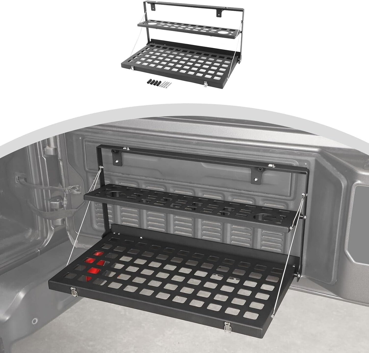 ForJeep Wrangler JL/JLU/JK Tailgate Table Foldable Cargo Shelf, Aluminum Storage