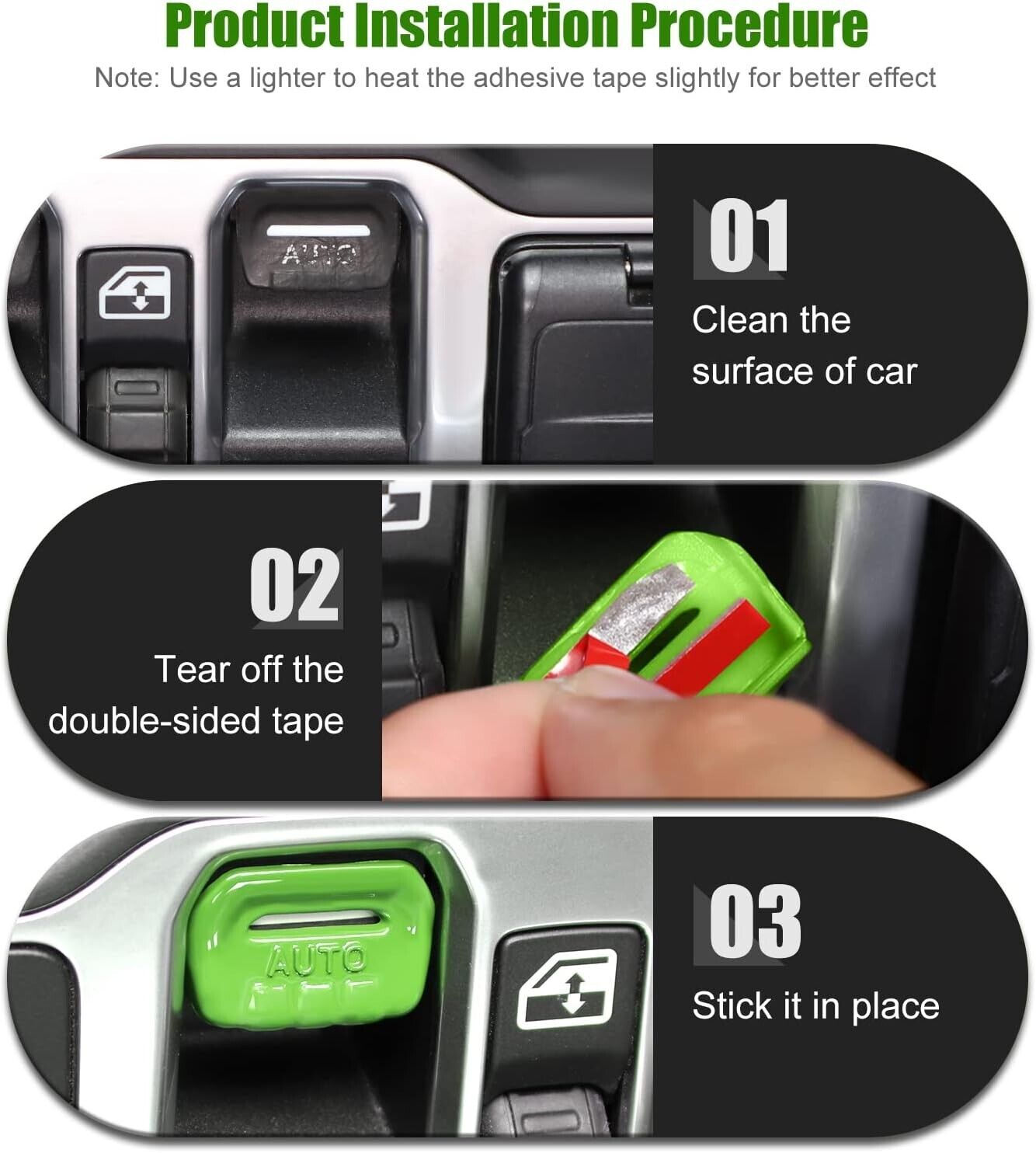 Window Switch Button Cover Trim for Jeep JL 18-24 JLU Gladiator JT Green