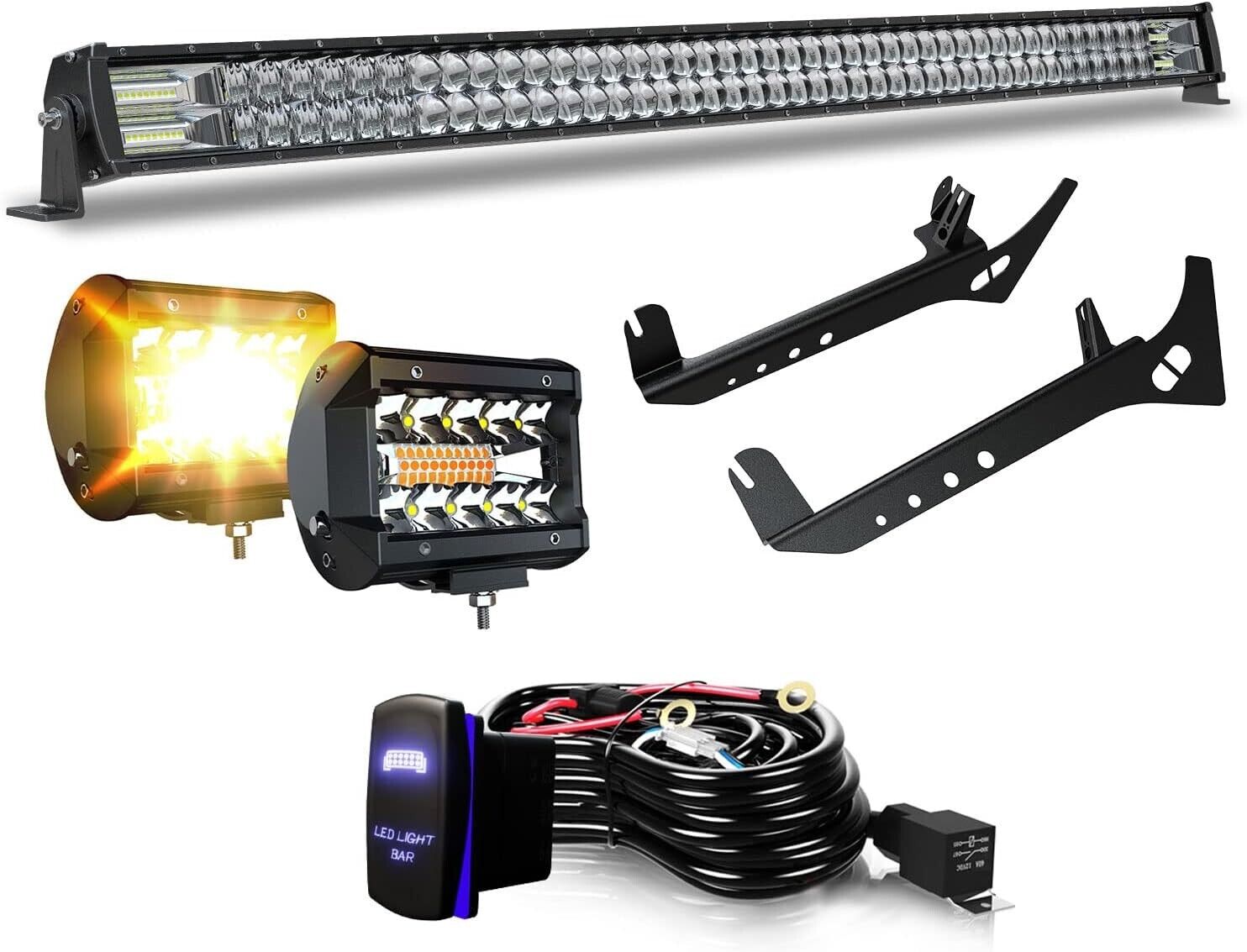 52" inch LED Light Bar Spot Combo Offroad For Jeep Wrangler JL/JT w/brackets