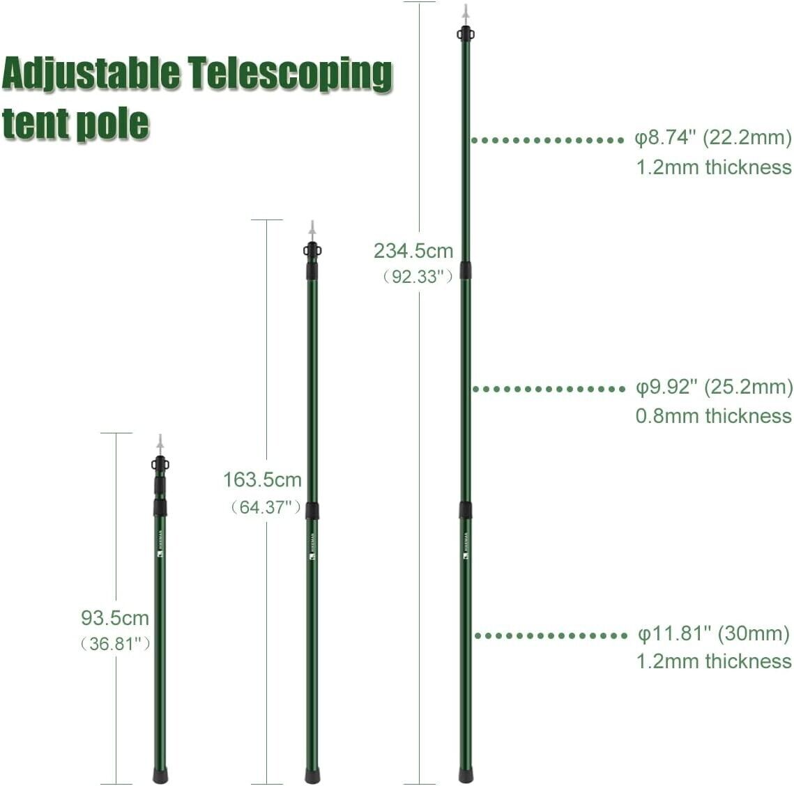 HIKEMAN Tarp Poles Adjustable Aluminum Telescoping Tarp Poles, Camping, Backpack