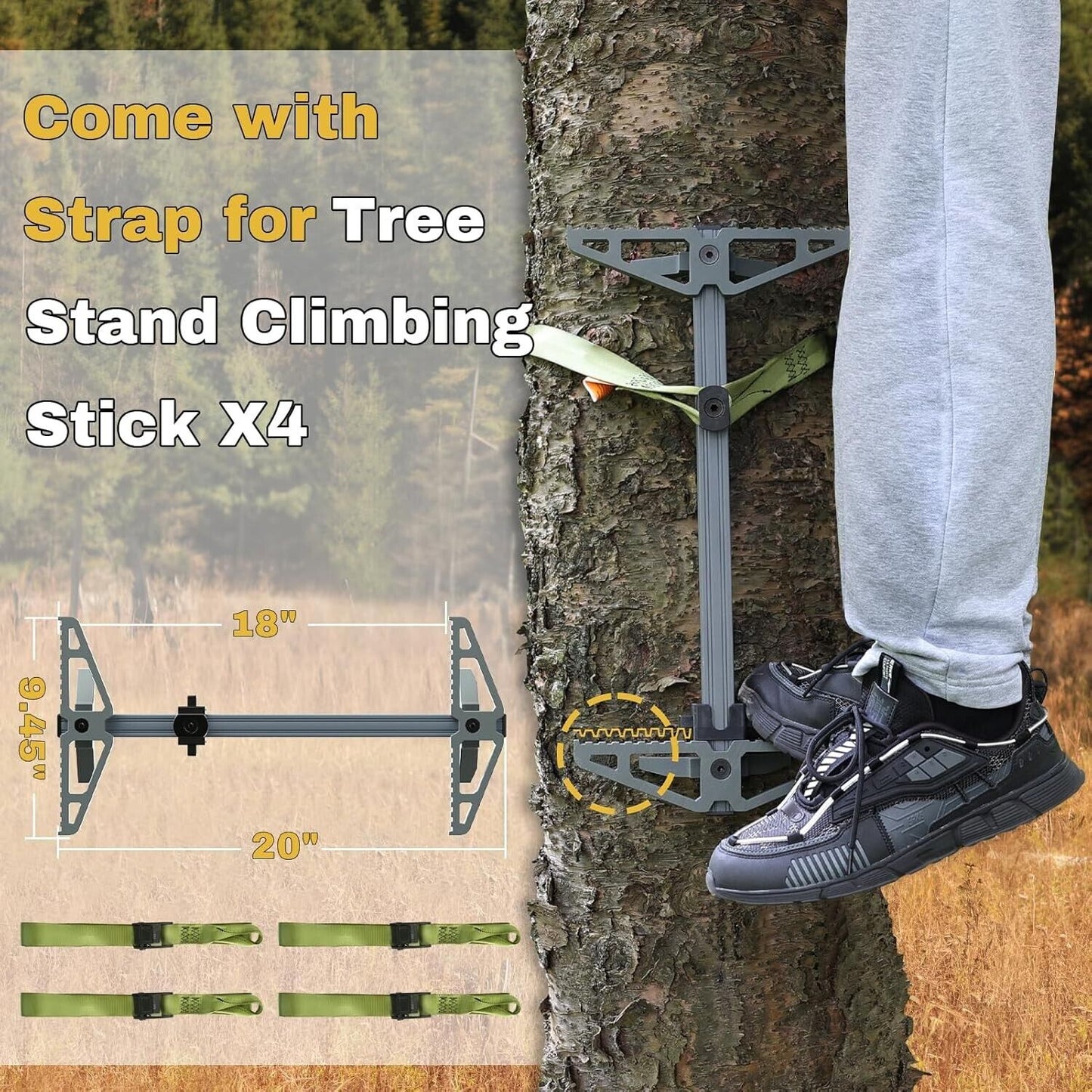 Climbing Sticks,Aluminum Non-Slip Hunting Climbing Steps,Lightweight Tree Climbi