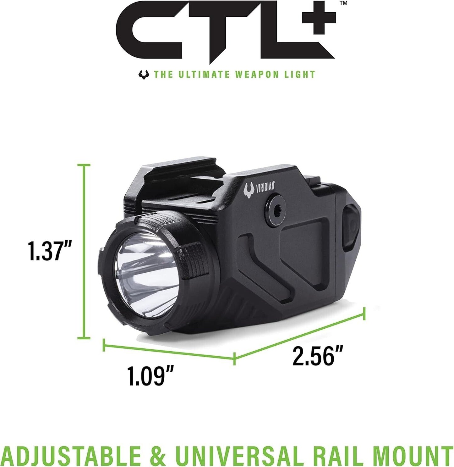 Viridian Universal Compact Tactical Light w/CR2 Battery 1,100 Lumens Black CTL