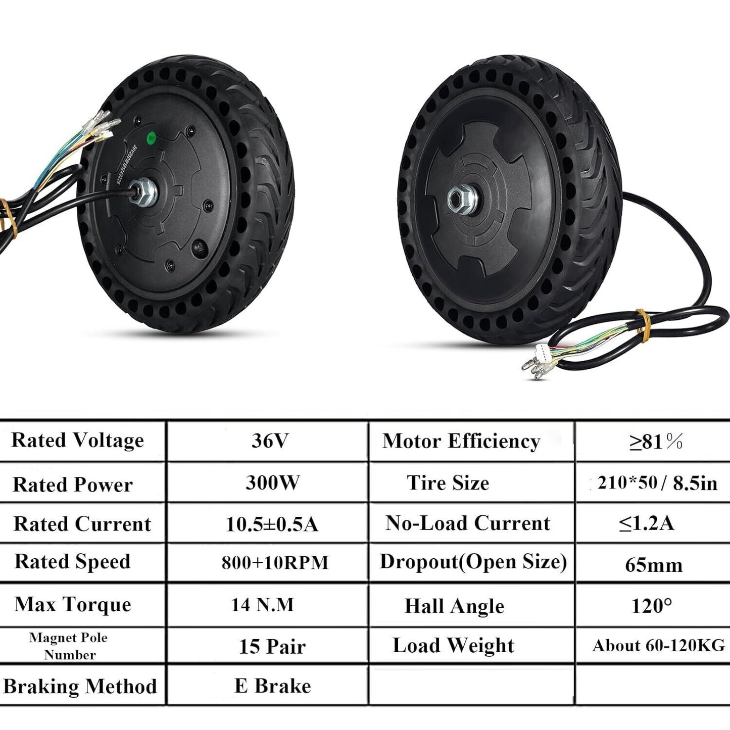 Scooter Hub Motor 36V 300W Electric Wheel Motor 8.5in Brushless 30H Magnet 800RP