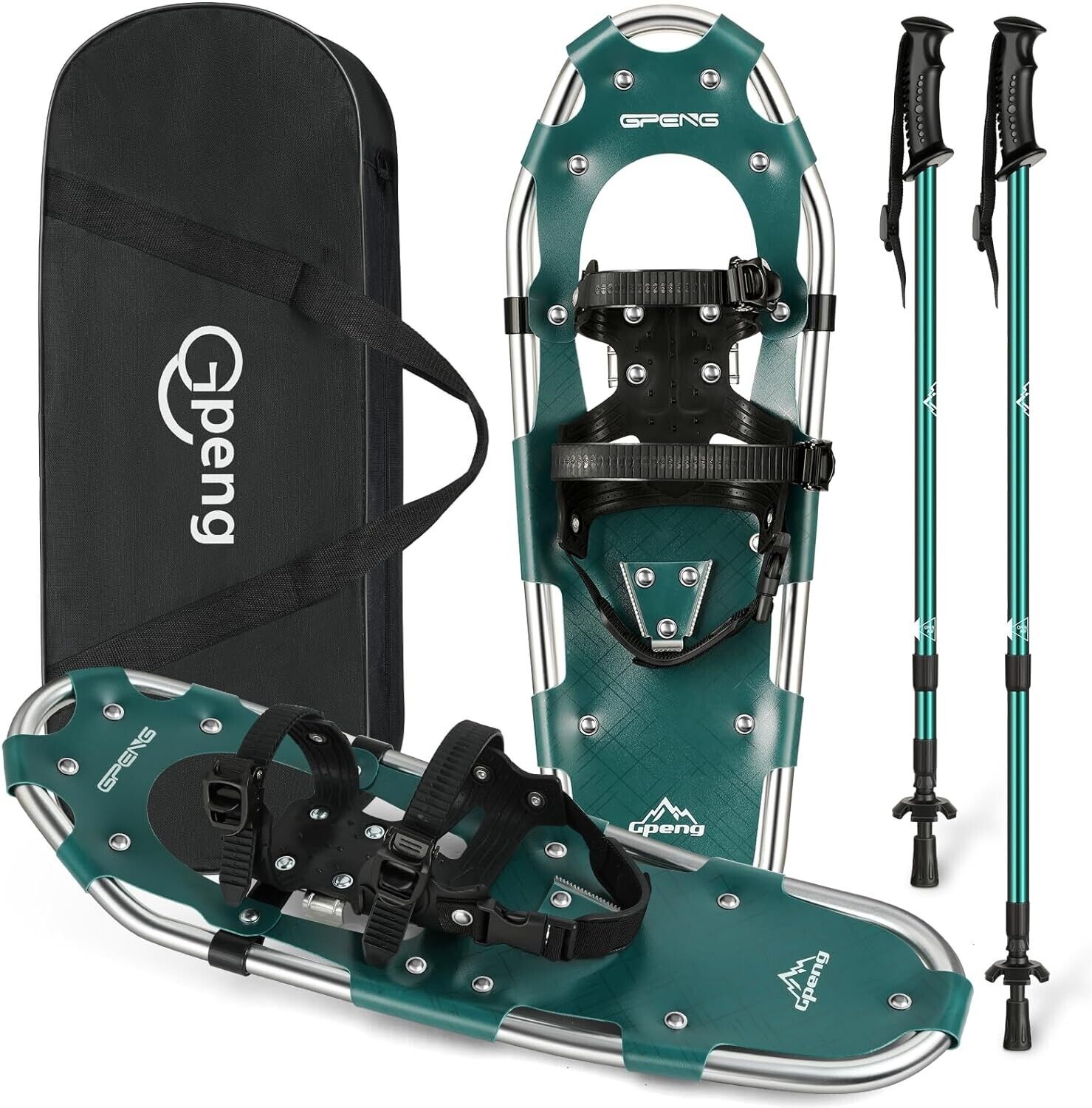 GPeng 825 Lightweight Snowshoes, Trekking poles & Tote Bag, Unisex Adult-Youth