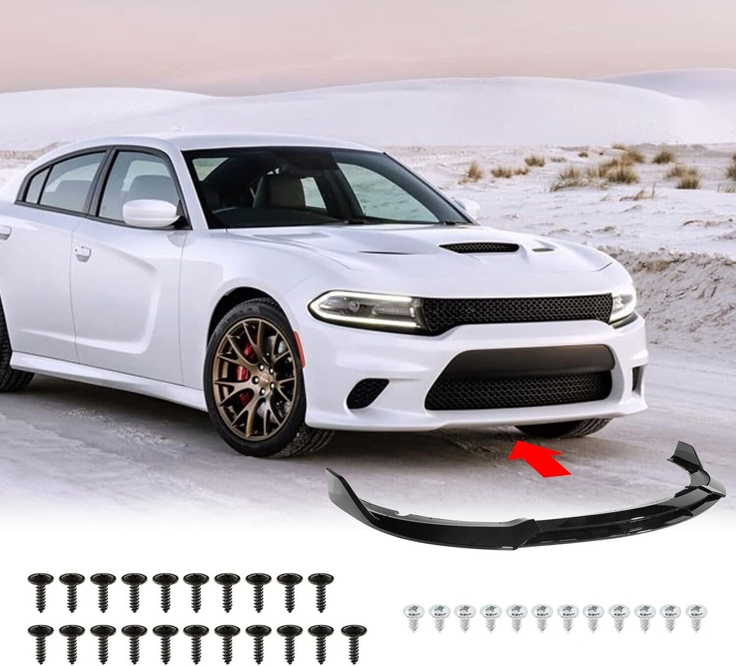 Front Bumper Lip Spoiler Splitter Chin Protector 15-23 Dodge Charger, SRT V2