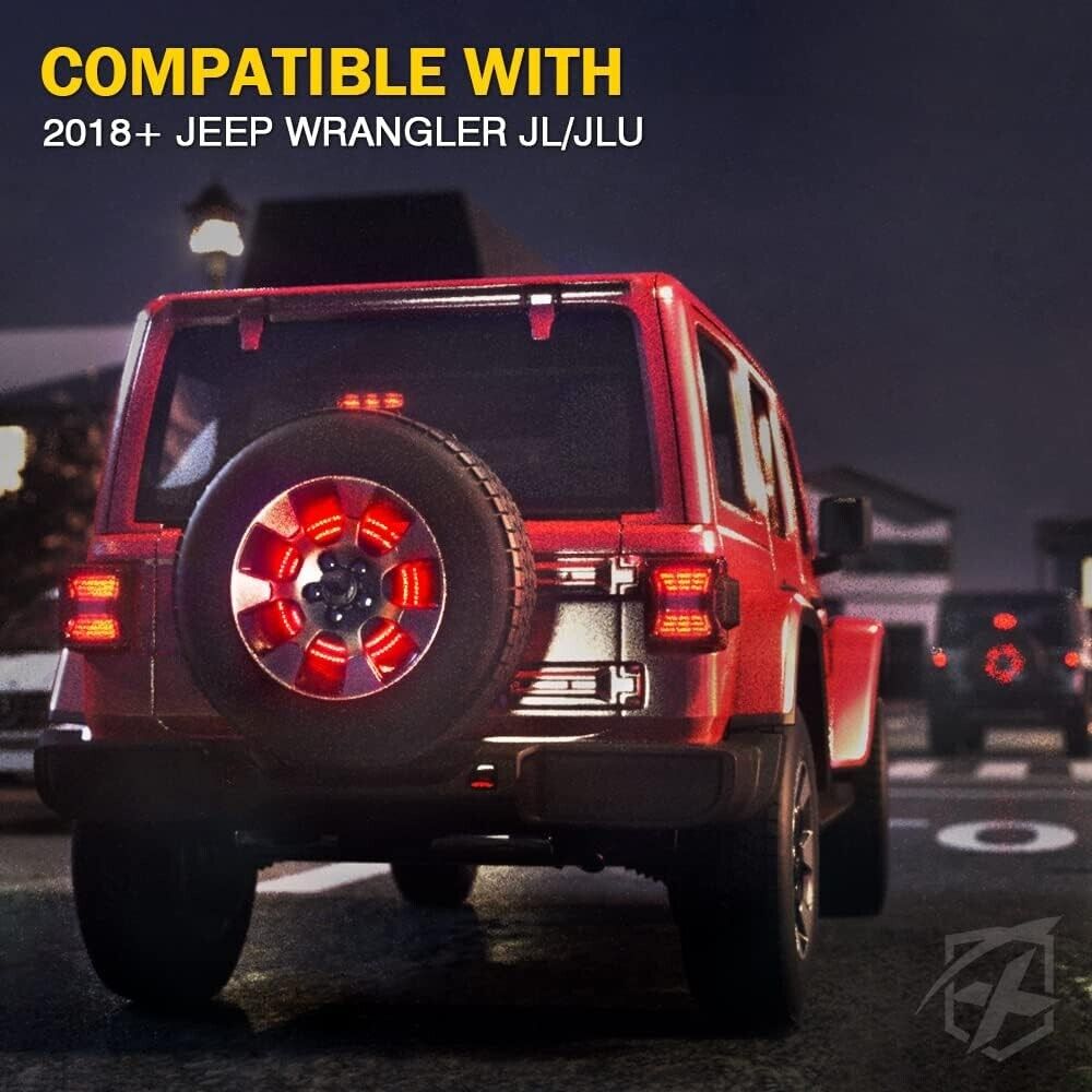 Xprite 14" Spare Wheel Tire Brake Light Tail Light for Jeep Wrangler JL 18-2022