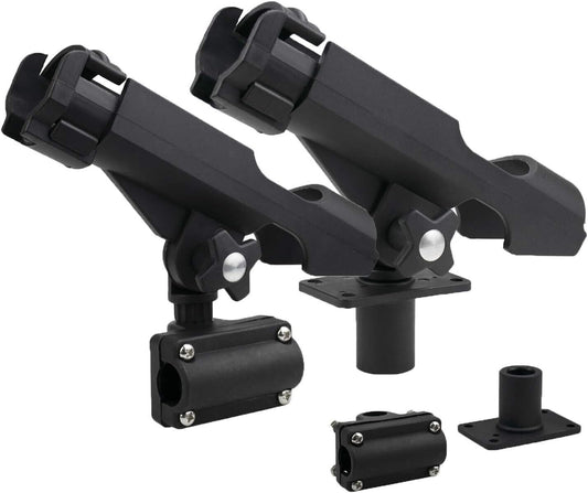 2 Pack Adjustable Powerlock Rod Holder with Combo Mount, Black Finish