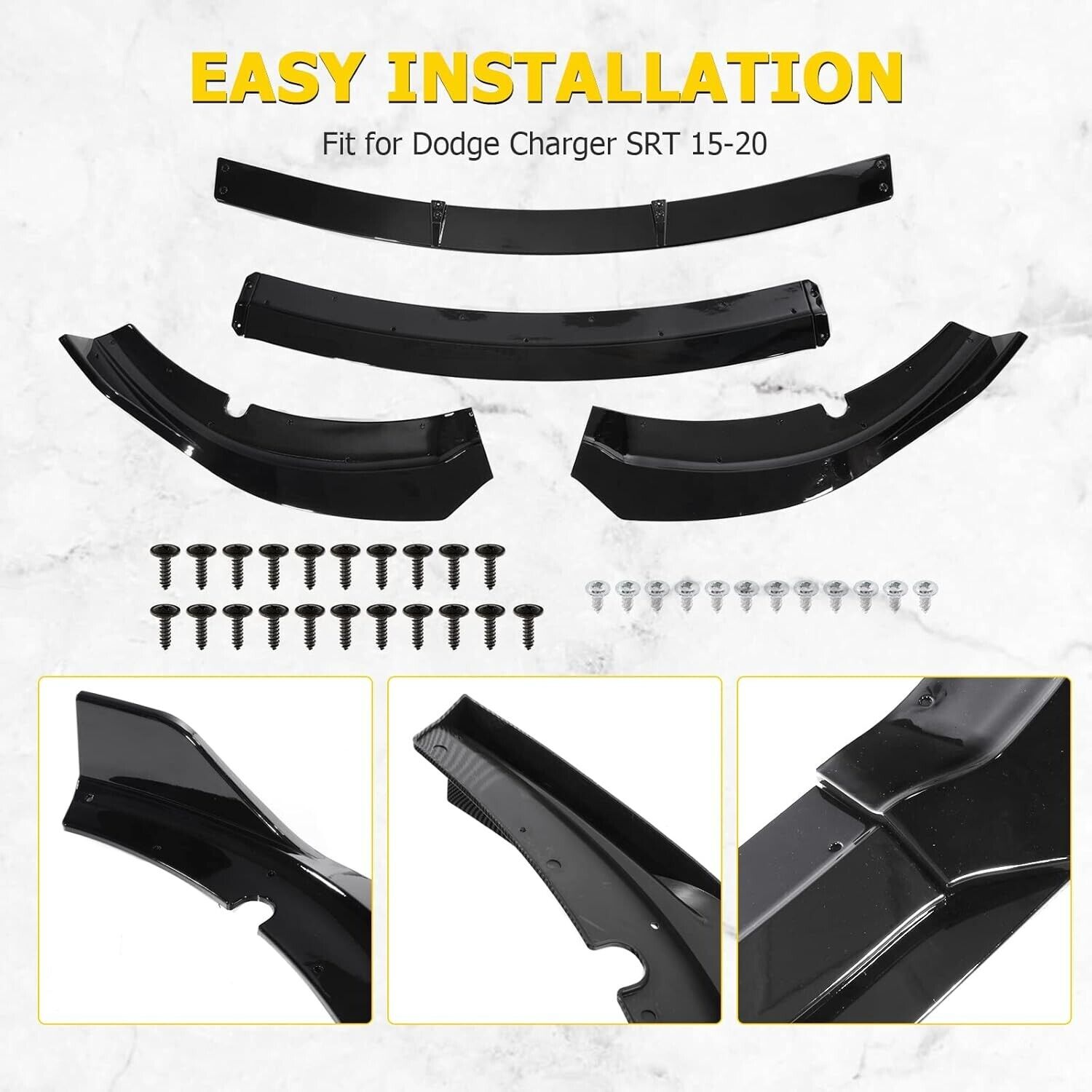 Front Bumper Lip Spoiler Splitter Chin Protector 15-23 Dodge Charger, SRT V2