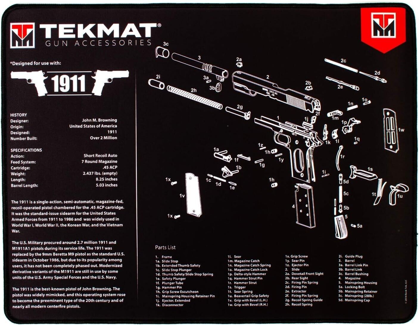 TekMat Handgun Cleaning Mat 1911