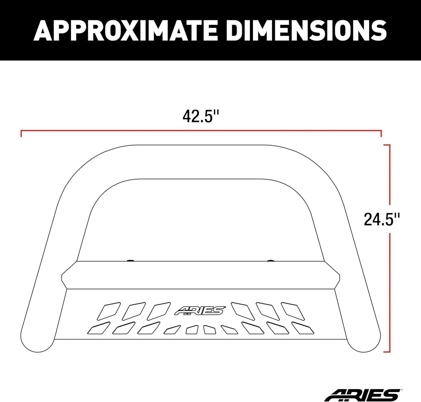 Ford F250 F350 Super Duty Bull Bar by Aries B35-3014 3in Black Steel Bull Bar