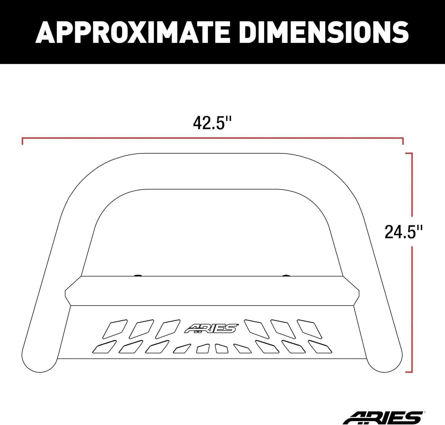 Ford F250 F350 Super Duty Bull Bar by Aries B35-3014 3in Black Steel Bull Bar