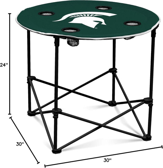 Michigan State University Round foldable Tailgate Table fast assembly lightweigh