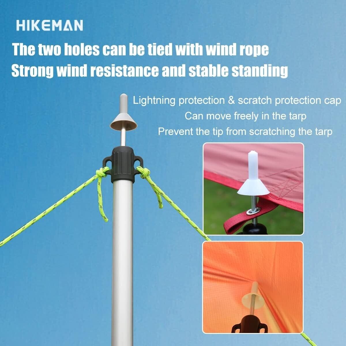 HIKEMAN Tarp Poles Adjustable Aluminum Telescoping Tarp Poles, Camping, Backpack