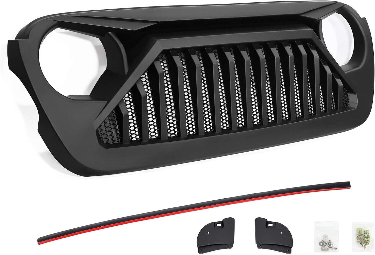 Front Grille Angry Vader Grill Matte Black For 2018-2022 Jeep Wrangler JL JT JLU