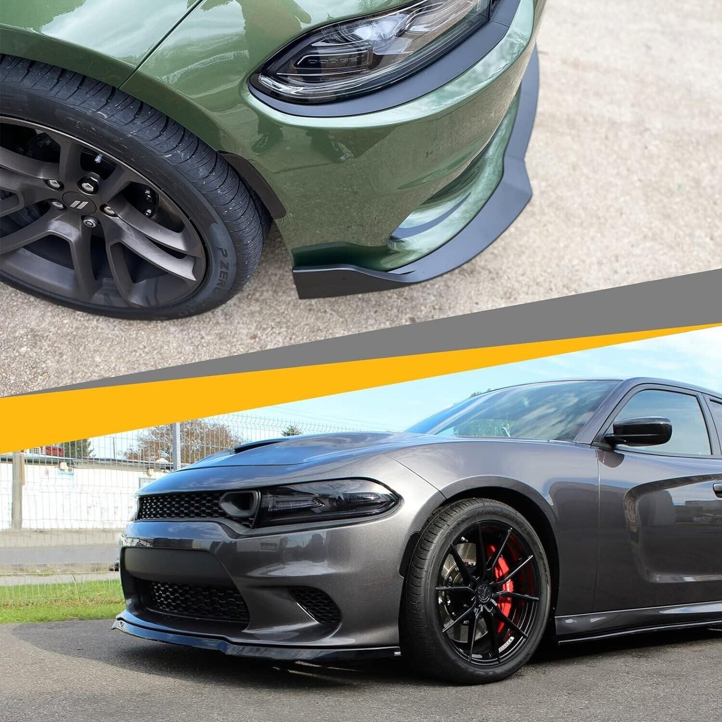 Front Bumper Lip Spoiler Splitter Chin Protector 15-23 Dodge Charger, SRT V2